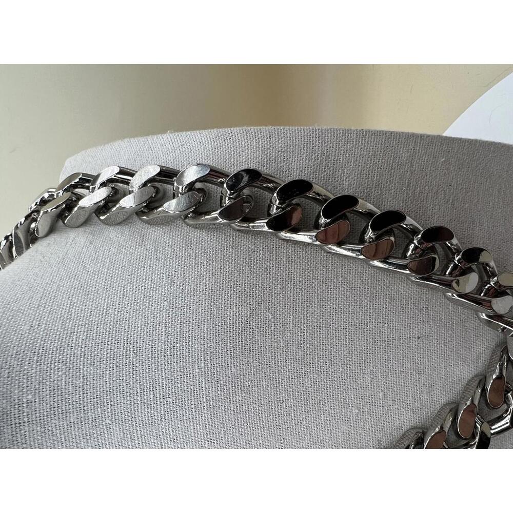 Silver Tone Chunky Thick Chain Necklace - Picture 6 of 10